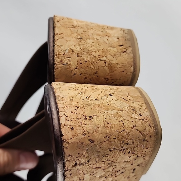 Donald J Pliner Clare Wedge Sandal Cork Fuax Snakeskin Fabric Straps Size 9M - Picture 14 of 16